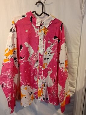 RARE SELF Women’s Abstract Pink Orange Button-Up Shirt